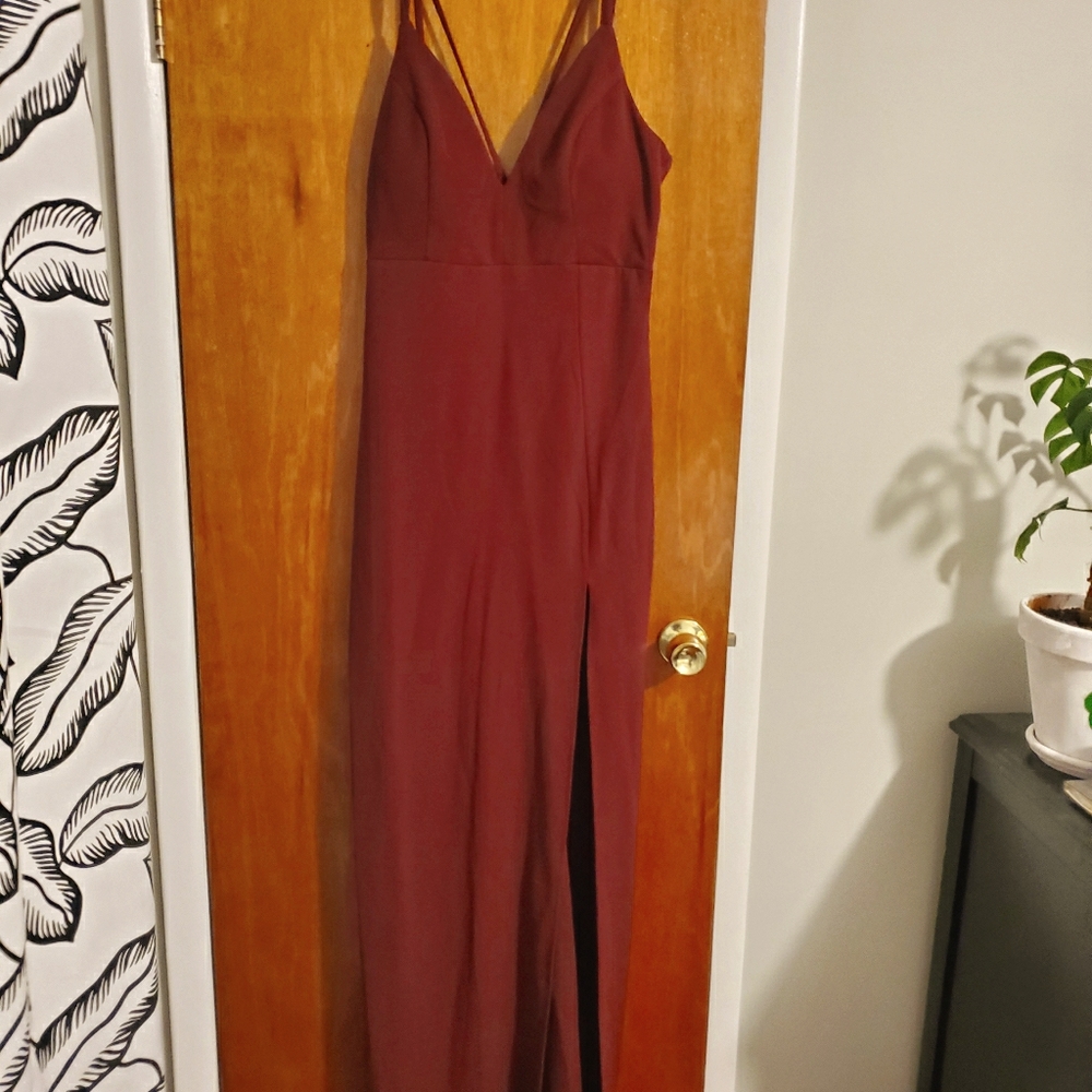 Wine Gown with Slit
